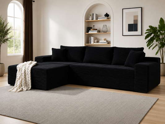 Modular Cloud Sectional Sofa – Oversized Reversible L-Shaped Corduroy Couch with Chaise for Living Room