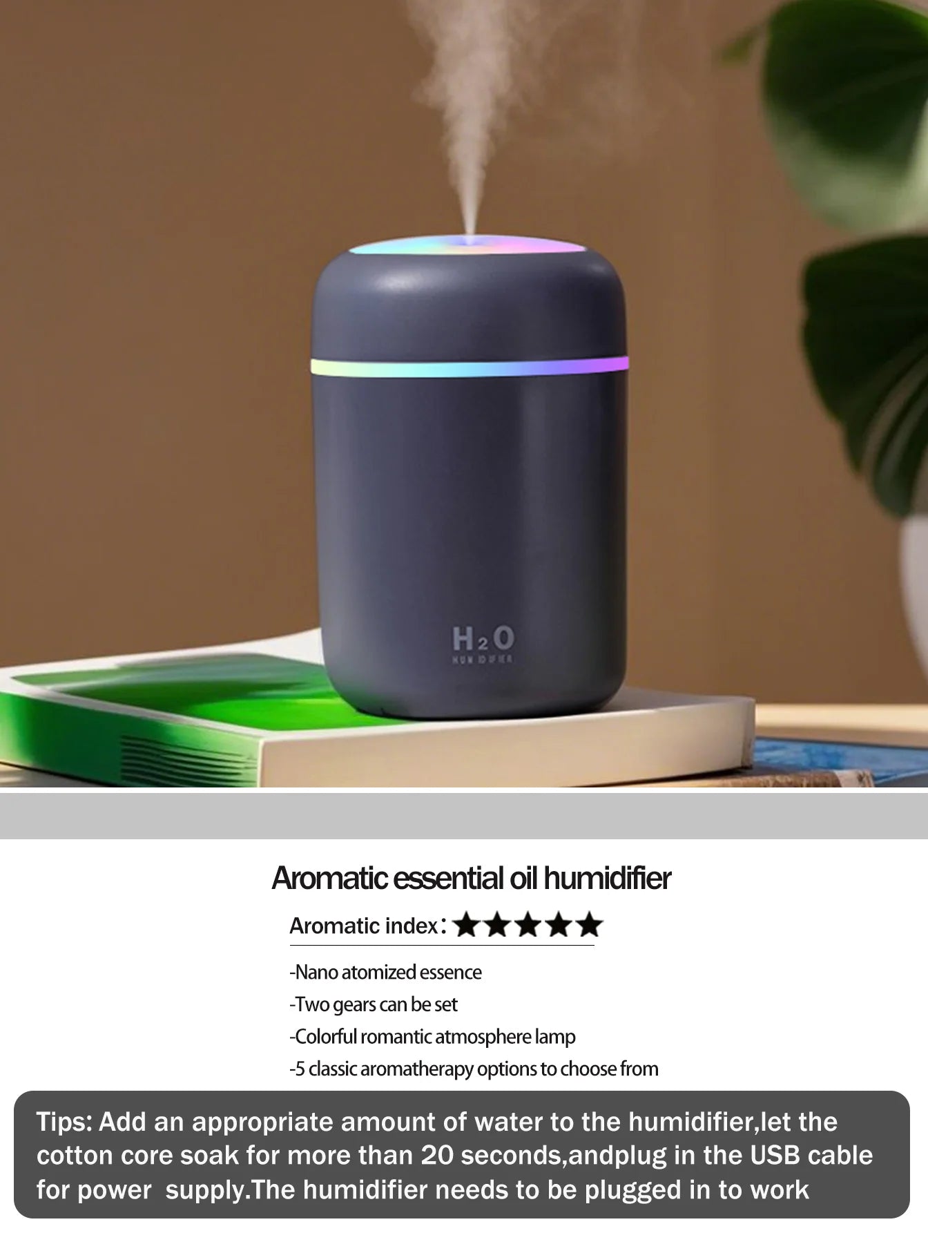 300ml Aromatherapy Diffuser & Humidifier with Color Light